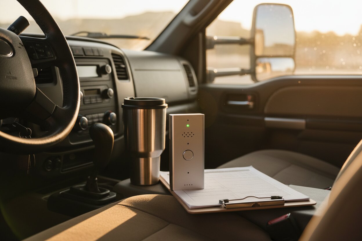 Trova device in a contractor's work truck